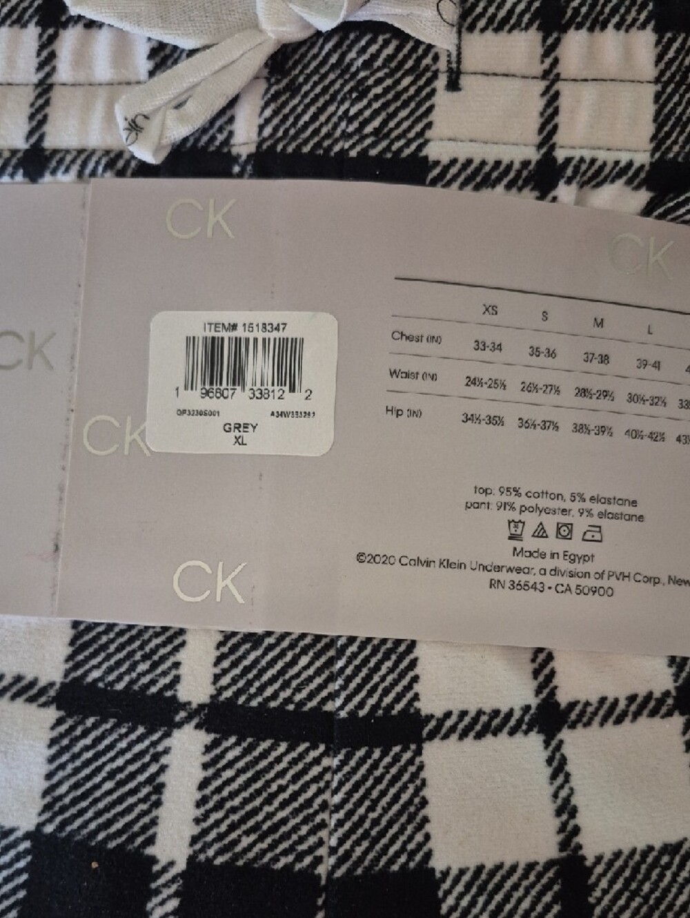 Calvin Klein Light Gray Long Sleeve Crew Neck Pajama Set - Picture 2 of 3